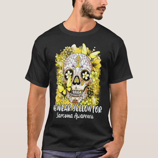 T-shirt Crâne à sucre fleuri Nous Portons Jaune pour Sarco (Devant)
