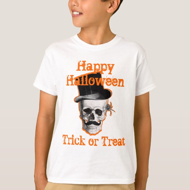 T-shirt Crâne à vapeur Halloween tricher ou traiter (Devant)