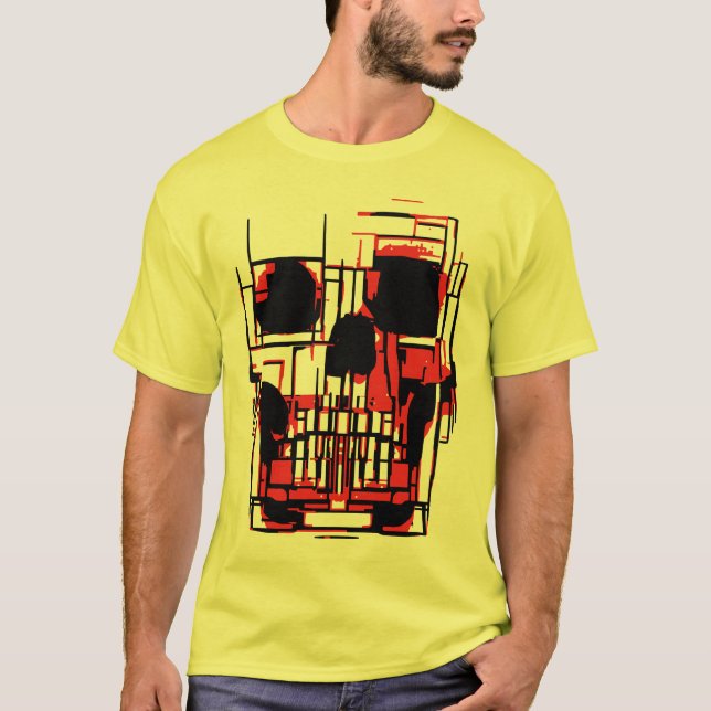 T-shirt Crâne abstrait aux couleurs vives (Devant)