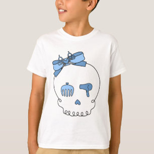 T-shirt Crâne accessoire de cheveux (détail d'arc - bleu)