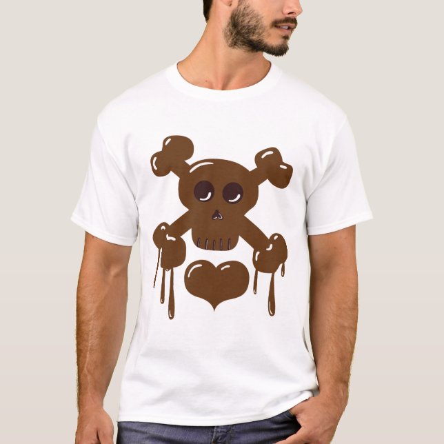 T-shirt Crâne au chocolat et os croisés (Devant)