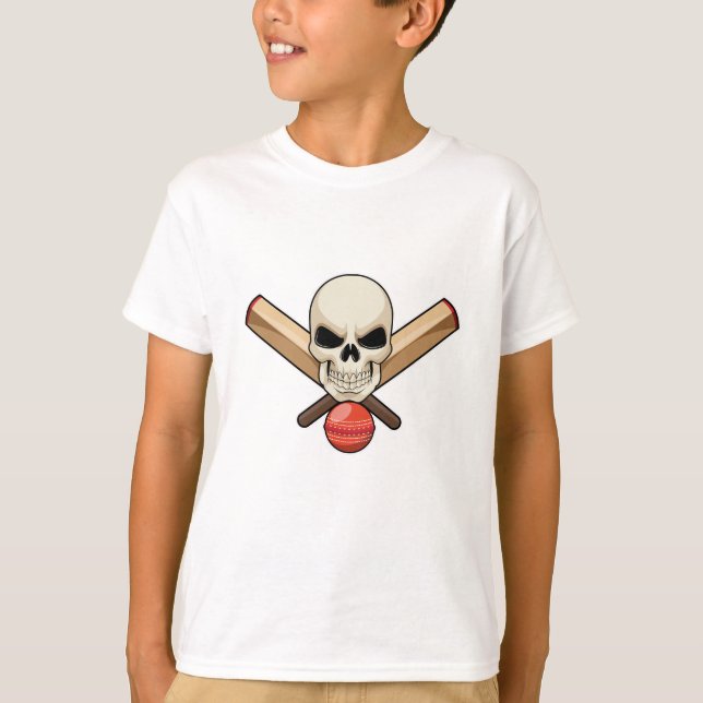 T-shirt Crâne au cricket avec chauve-souris de cricket (Devant)