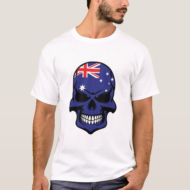T-shirt Crâne australien de drapeau (Devant)