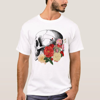 T-shirt Crâne aux fleurs colorées.
