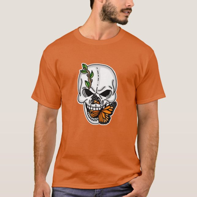 T-shirt Crâne avec Art numérique papillon (Devant)