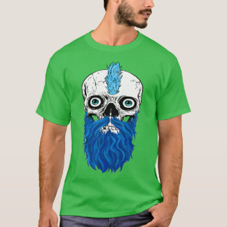 T-shirt Crâne avec barbe Cerveau bleu