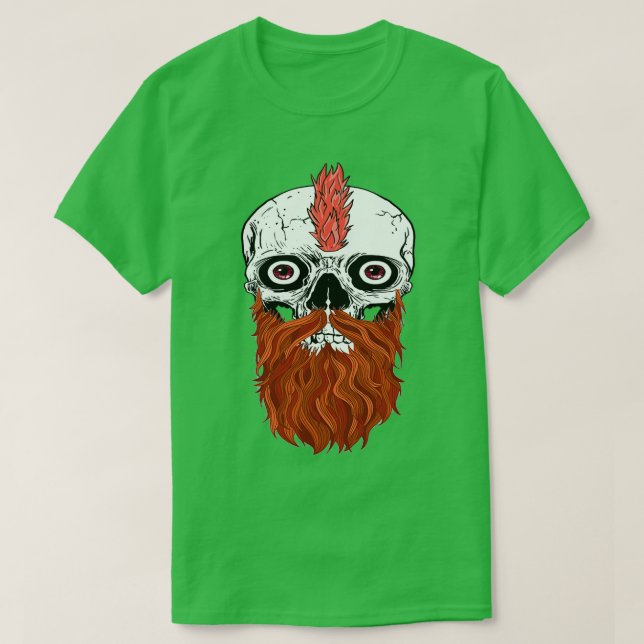 T-shirt Crâne avec barbe crâne rouge 1 (Design devant)