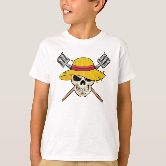 T-shirt Crâne avec Casquette en fermier avec gâteau (Devant)