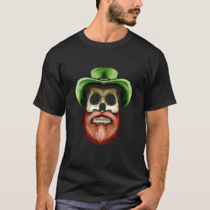T-shirt Crâne Avec Casquette Vert Et Barbe Rouge Pour St p