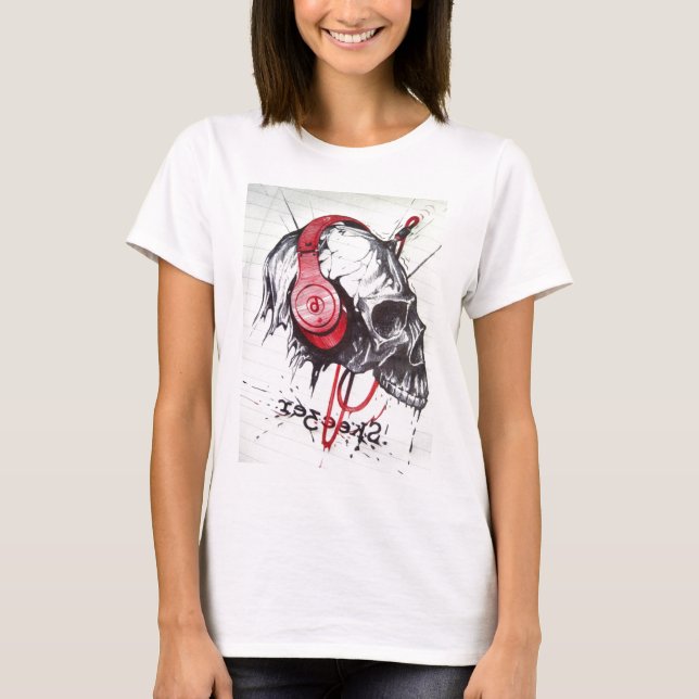 T-shirt Crâne avec conception casque (Devant)