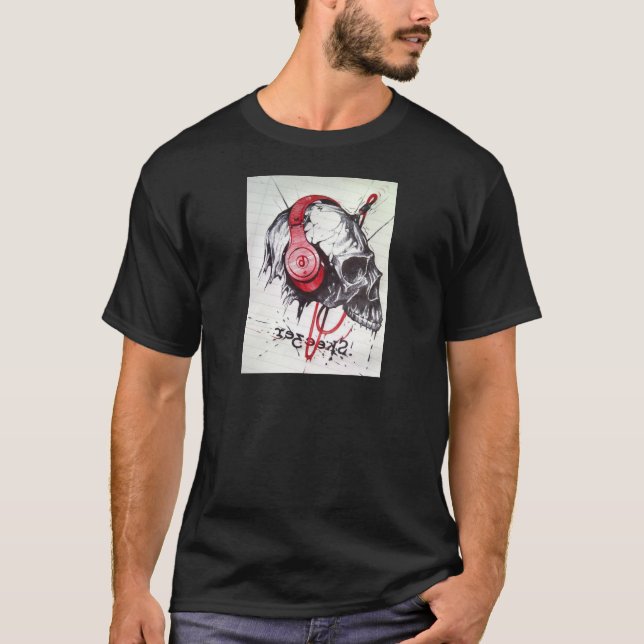 T-shirt Crâne avec conception casque (Devant)