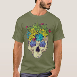 T-shirt Crâne avec cristaux et succulents