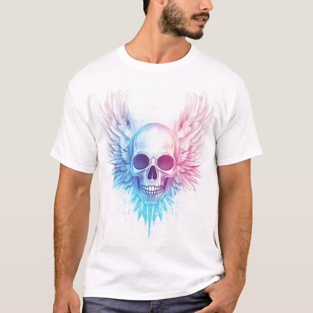 T-shirt Crâne avec des ailes d'ange (Devant)