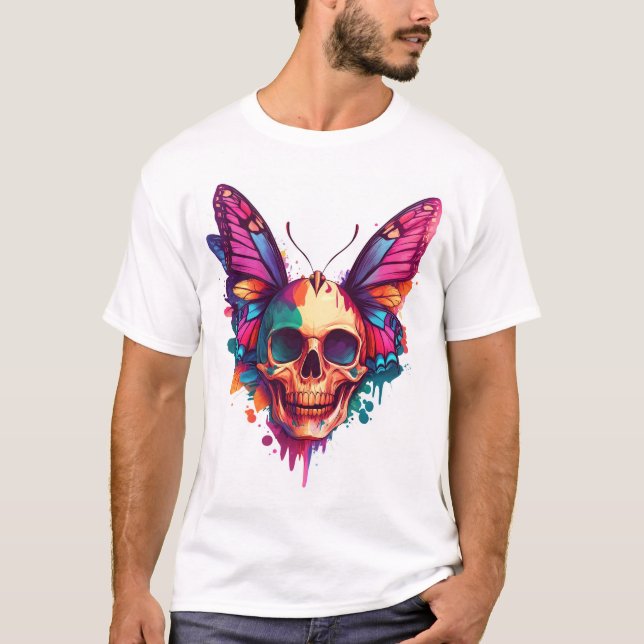 T-shirt Crâne avec des ailes de papillon (Devant)
