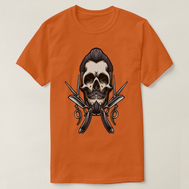 T-shirt Crâne avec édisation barbier à barbe (Design devant)