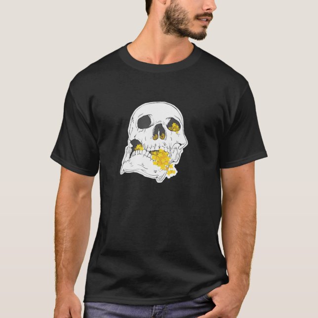 T-shirt Crâne avec fleurs Design esthétique (Devant)