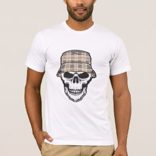 T-shirt Crâne avec graphique de chapeau à carreaux