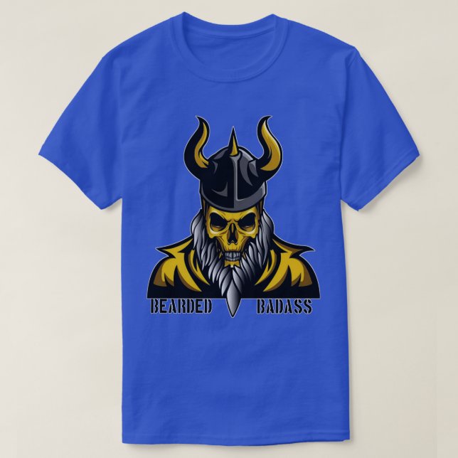 T-shirt Crâne avec la barbe virevoltant (Design devant)