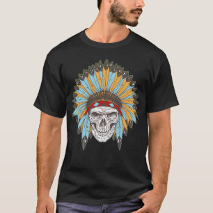 T-shirt Crâne avec la chemise de coiffe de Natif américain