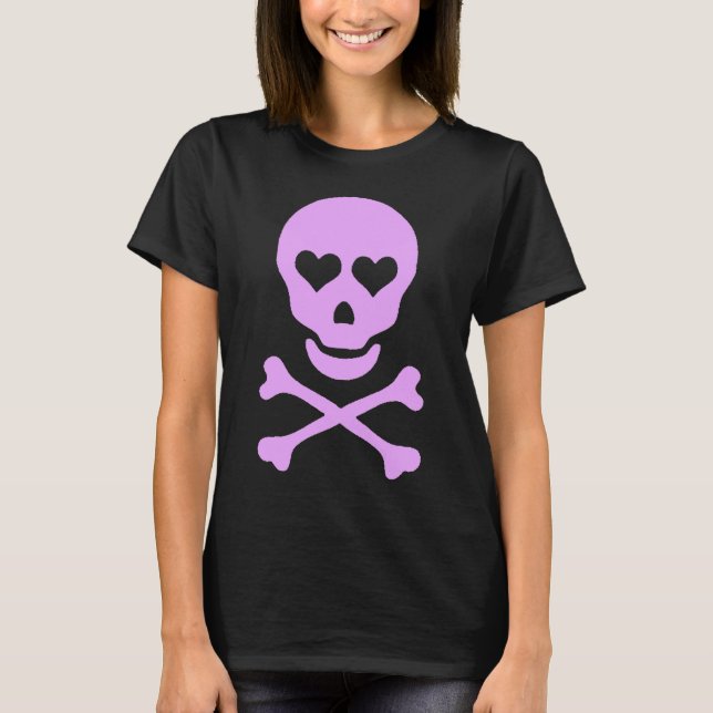 T-shirt Crâne avec la chemise de dames de coeurs (Devant)