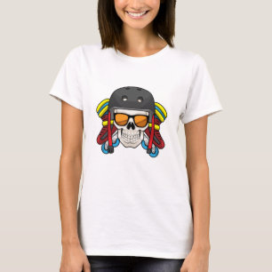 T-shirt Crâne avec lunettes de soleil et patins en ligne