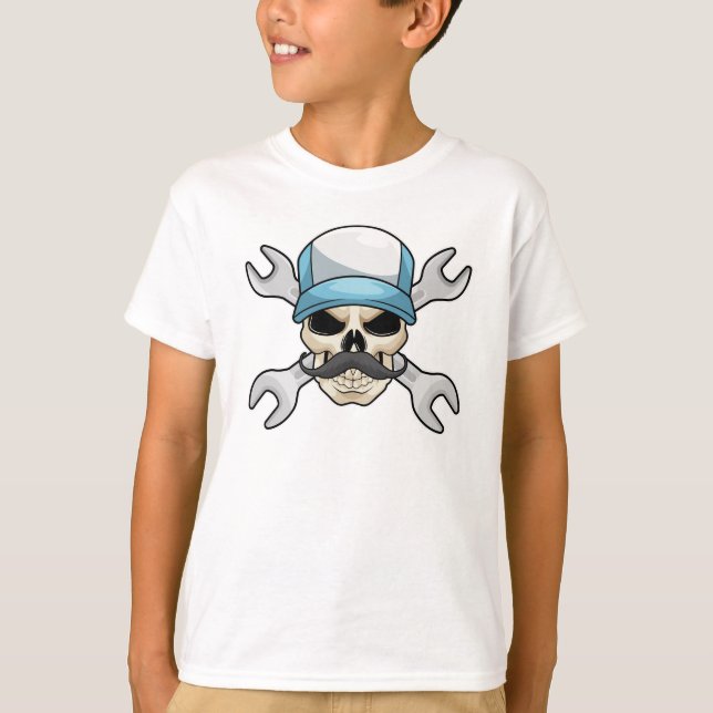 T-shirt Crâne avec Moustache et clé (Devant)