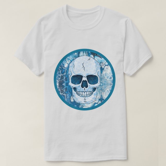 T-shirt Crâne bleu cool (Design devant)