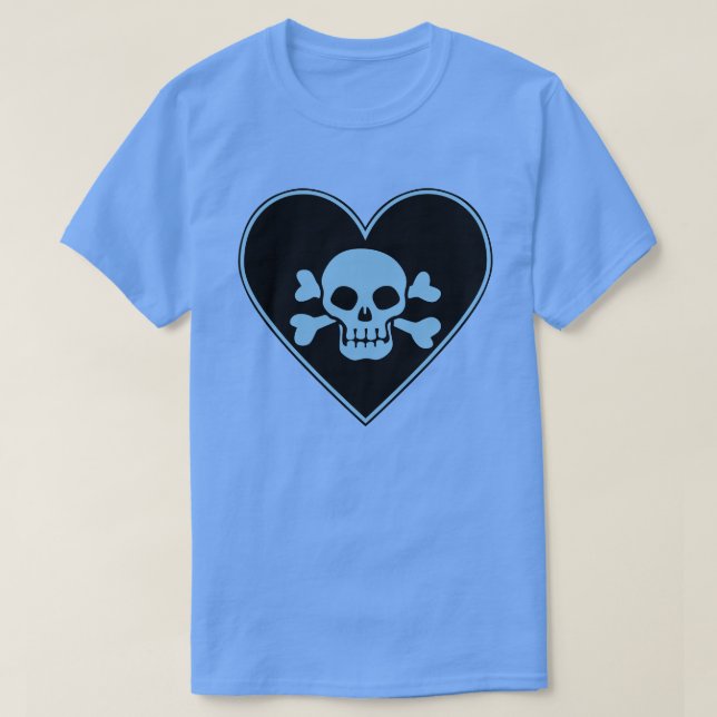 T-shirt Crâne bleu dans le cœur (Design devant)