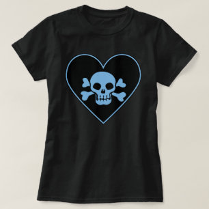 T-shirt Crâne bleu dans le coeur