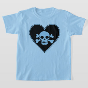 T-shirt Crâne bleu dans le coeur