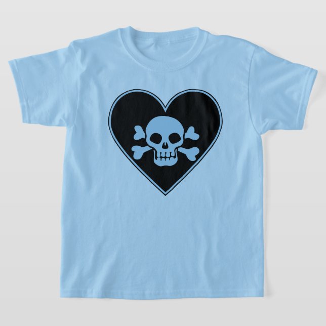 T-shirt Crâne bleu dans le coeur (Poser)