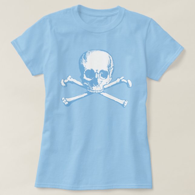 T-shirt Crâne bleu et os croisés (Design devant)