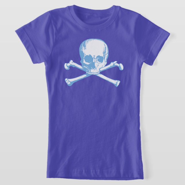 T-shirt Crâne bleu et os croisés (Poser)