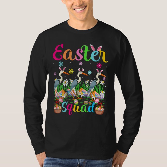 T-shirt Crane Bunny Ear Easter Squad Crane Bird Happy Eas (Devant)