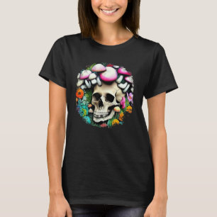 T-shirt Crâne Champignons Collecteur Crâne Artwork Champig
