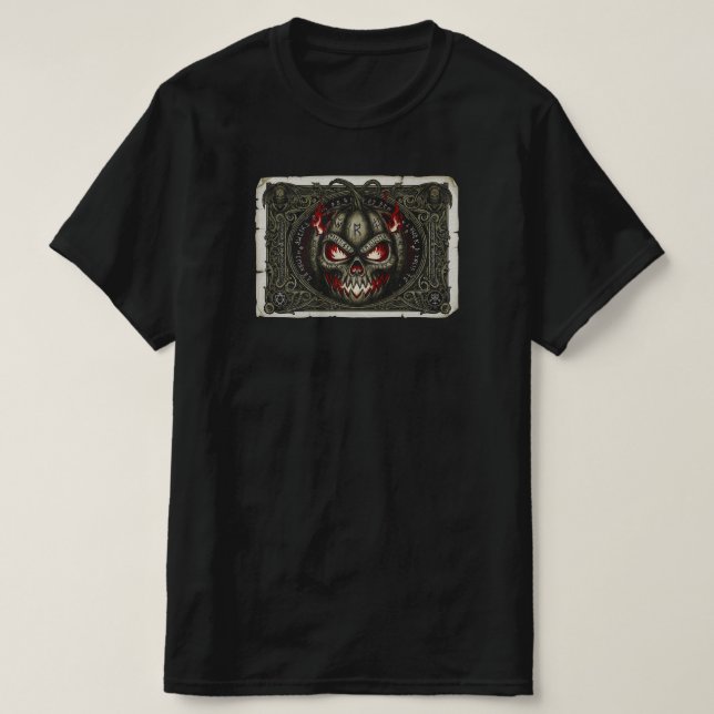 T-shirt Crâne Citrouille de Rune Mystique | NOIR SEULEMENT (Design devant)
