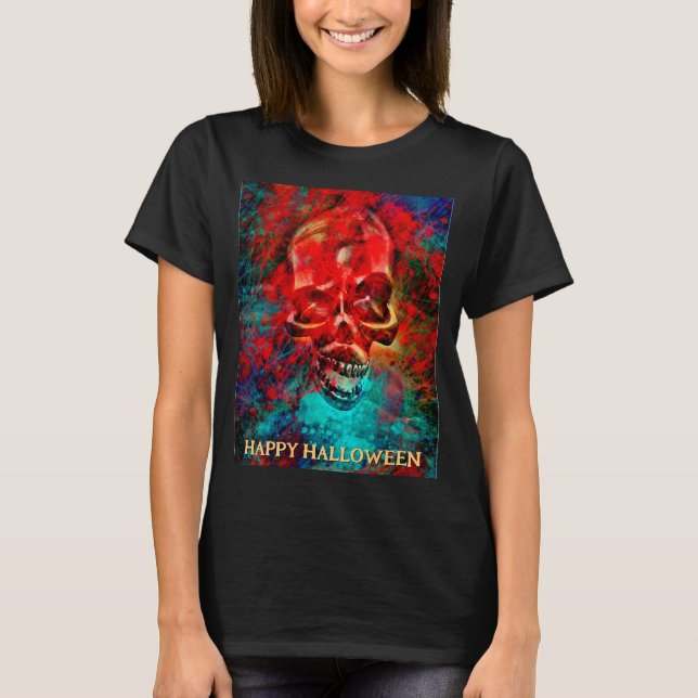 T-shirt Crâne coloré. Joyeux Halloween (Devant)