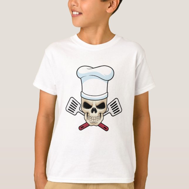 T-shirt Crâne comme cuire avec casquette de Cuisine (Devant)