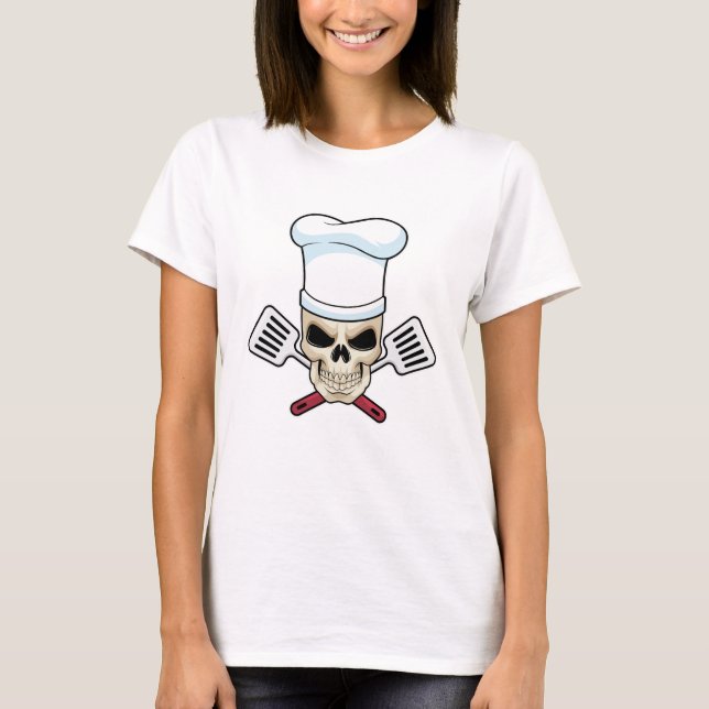 T-shirt Crâne comme cuire avec casquette de Cuisine (Devant)