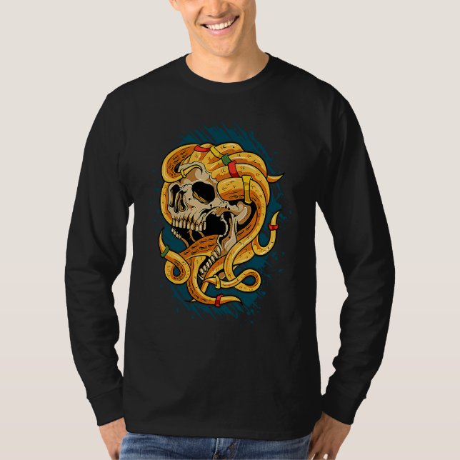 T-shirt Crâne cool avec tentacules de pieuvre à dreadlocks (Devant)