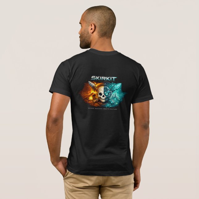 T-Shirt crâne Cyberpunk – Technologie ancienne vs  (Dos entier)