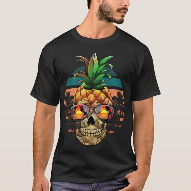 T-shirt Crâne d'ananas, Fruit d'été d'Halloween drôle, Sol (Devant)