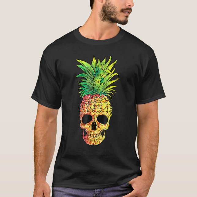T-shirt Crâne d'ananas Plages d'Aloha Hawaiian Hawaii Goth (Devant)