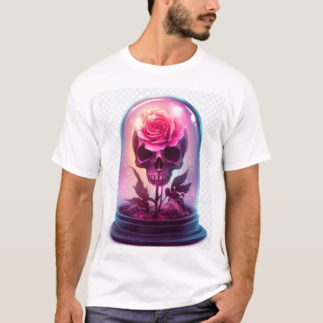T-shirt Crâne dans un verre rose (Devant)