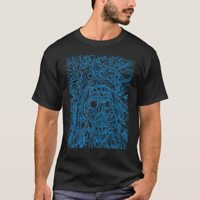 T-shirt Crâne d'antan asiatique bleu (Devant)