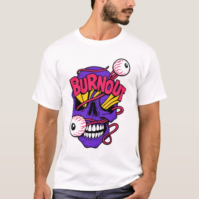 T-shirt Crâne d'art avec épuisement (Devant)