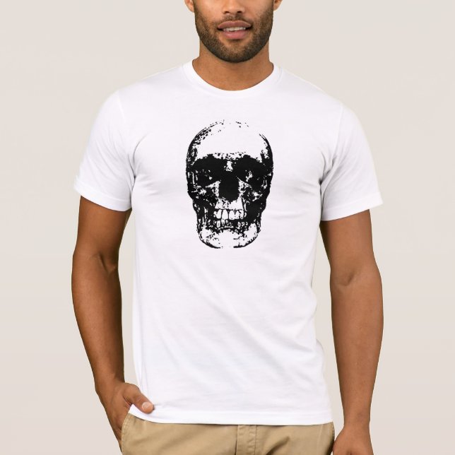 T-shirt Crâne d'art pop noir et blanc (Devant)