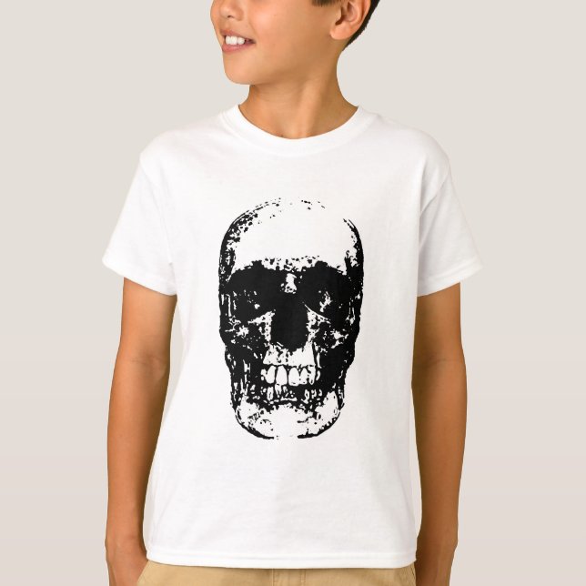 T-shirt Crâne d'art pop noir et blanc (Devant)