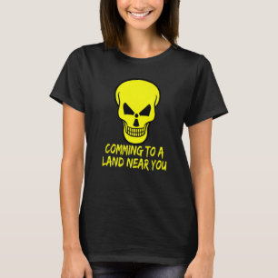 T-shirt Crâne d'avertissement radioactif qui arrive sur un