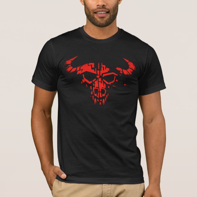 T-shirt Crâne de buffle tribal rouge (Devant)